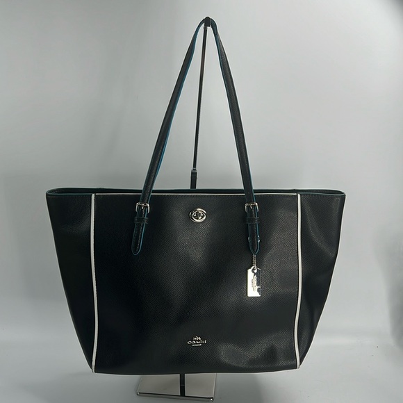 Coach | Bags | Coach Turn Lock Totepurse 38323 Black Cross Grain